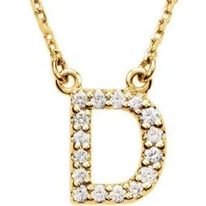 Natural Diamond Initial AZ 16 Necklace Solid 14K Yellow Gold Storyteller by Vintage Magnality Necklaces