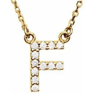 Natural Diamond Initial AZ 16 Necklace Solid 14K Yellow Gold Storyteller by Vintage Magnality Necklaces