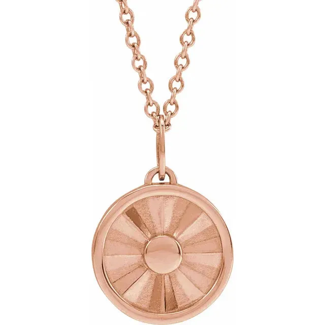 Necklaces 302 Fine Jewelry Sun Disc Starburst Pendant or Adjustable Necklace Solid 14K Yellow White Rose Gold or Sterling Silver