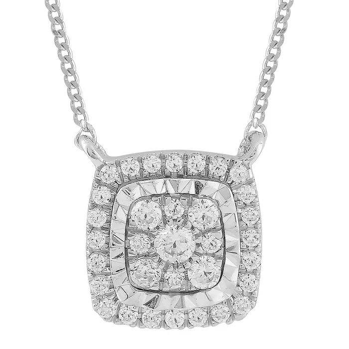Necklaces AV LADIES NECKLACE 020CT ROUND DIAMOND 10K WHITE GOLD