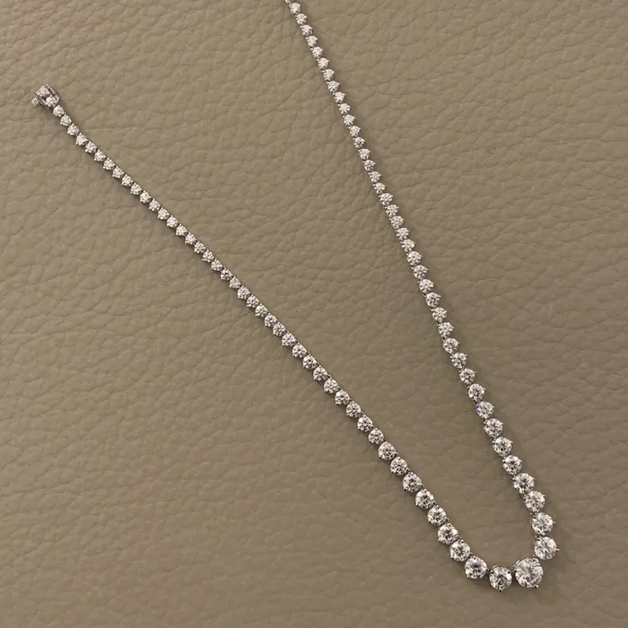 Necklaces Beauvince Graduated Riviera Tennis Necklace 25 ct EF VVS GIA Diamonds in White Gold