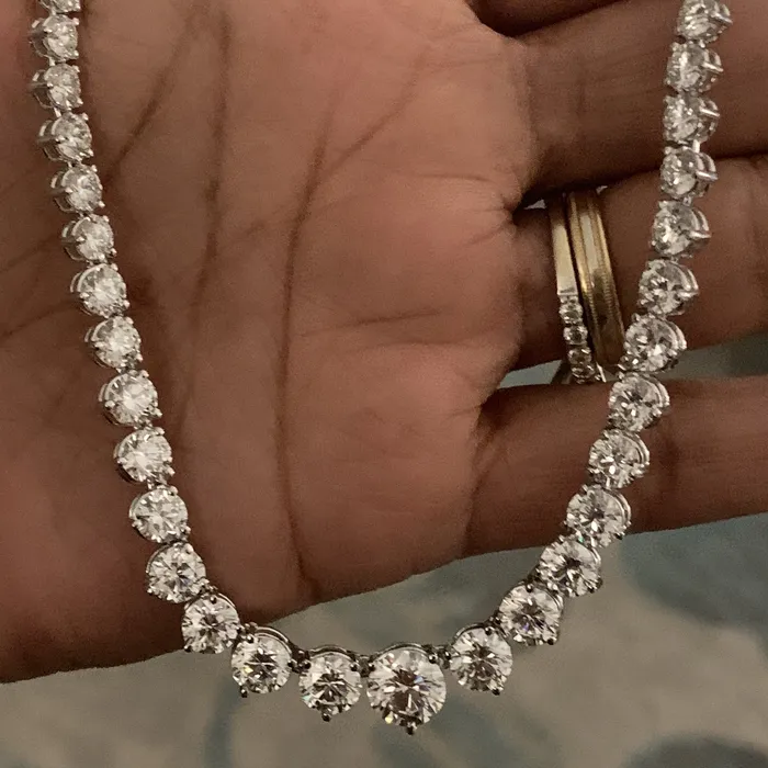 Necklaces Beauvince Graduated Riviera Tennis Necklace 25 ct EF VVS GIA Diamonds in White Gold