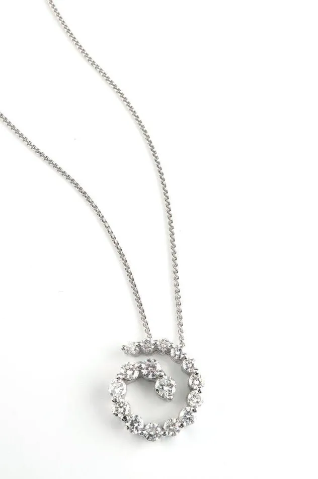 Necklaces Crown Jewels Coin 14k White Gold 155ctw Diamond Spiral Necklace Necklaces Crown Jewels Coin 14k White Gold 155ctw Diamond Spiral Necklace