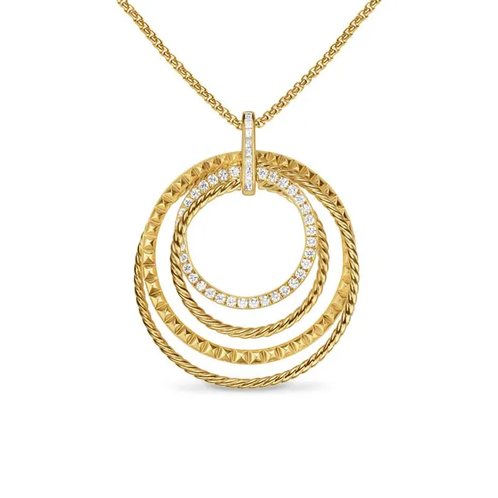 Necklaces DAVID YURMAN INC David Yurman Crossover Trio Pendant Necklace in Yellow Gold with Diamonds 395mm Necklaces DAVID YURMAN INC David Yurman Crossover Trio Pendant Necklace in Yellow Gold with Diamonds 395mm