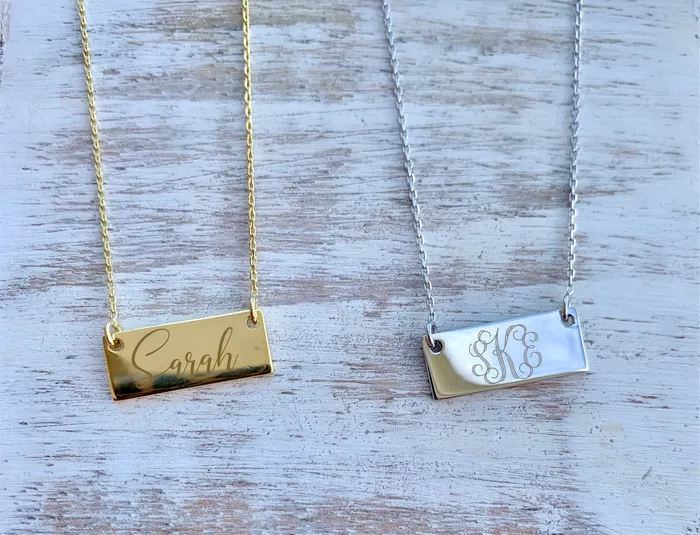 Necklaces Engraved Jewelry Engraved Adele Bar Necklace