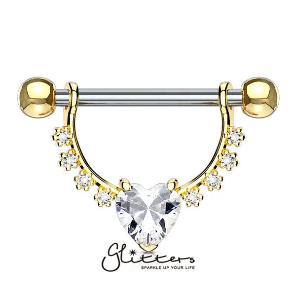 Necklaces Glitters Heart CZ with Infinite Filigree Dangle 316L Surgical Steel Nipple Rings