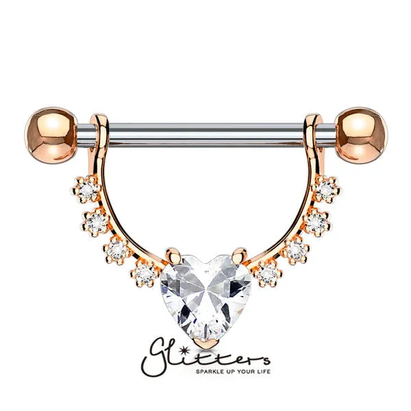 Necklaces Glitters Heart CZ with Infinite Filigree Dangle 316L Surgical Steel Nipple Rings