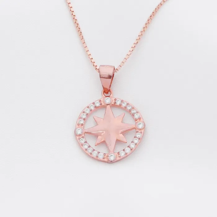 Necklaces Glitters Octagonal Star Sterling Silver Necklace Rose Gold