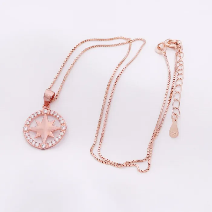 Necklaces Glitters Octagonal Star Sterling Silver Necklace Rose Gold