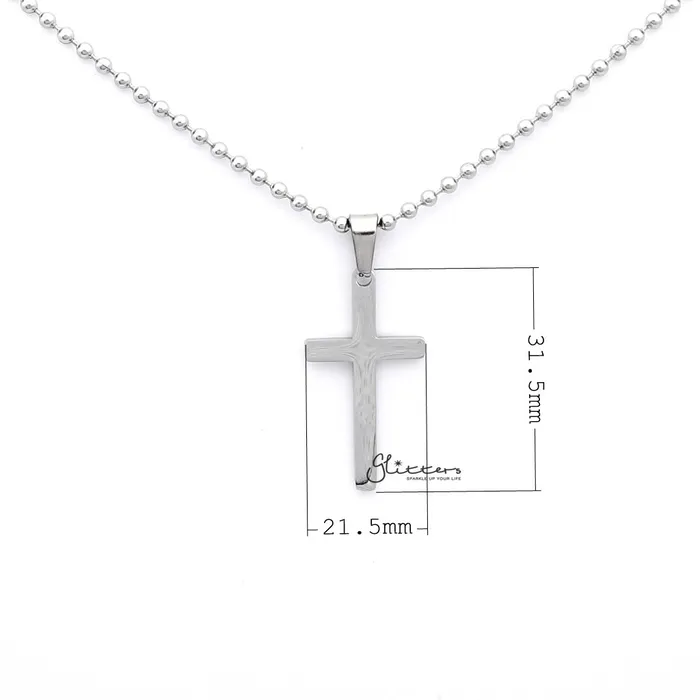 Necklaces Glitters Stainless Steel Plain Medium Cross Pendant Silver Gold Black