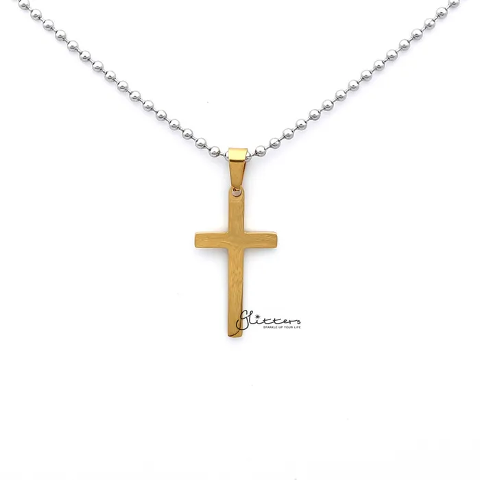 Necklaces Glitters Stainless Steel Plain Medium Cross Pendant Silver Gold Black