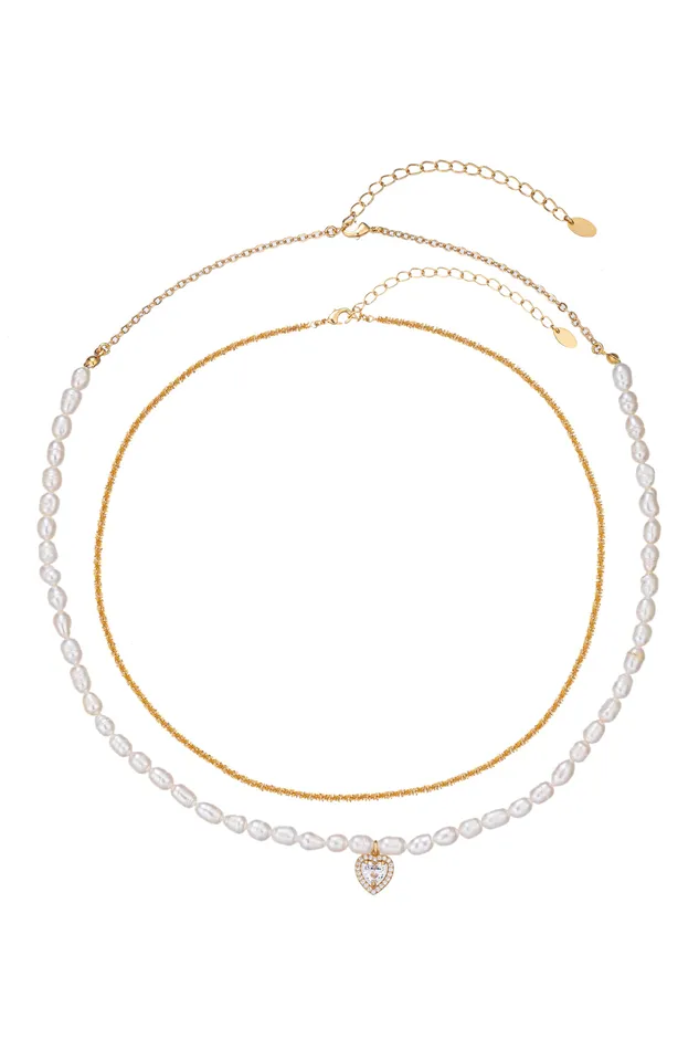Necklaces Hazel Double Strand Heart Necklace Eye Candy LA