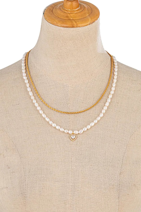 Necklaces Hazel Double Strand Heart Necklace Eye Candy LA