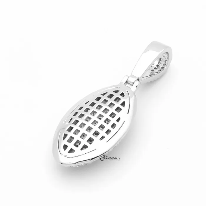 Necklaces Iced Out Rugby Ball Pendant Silver Glitters