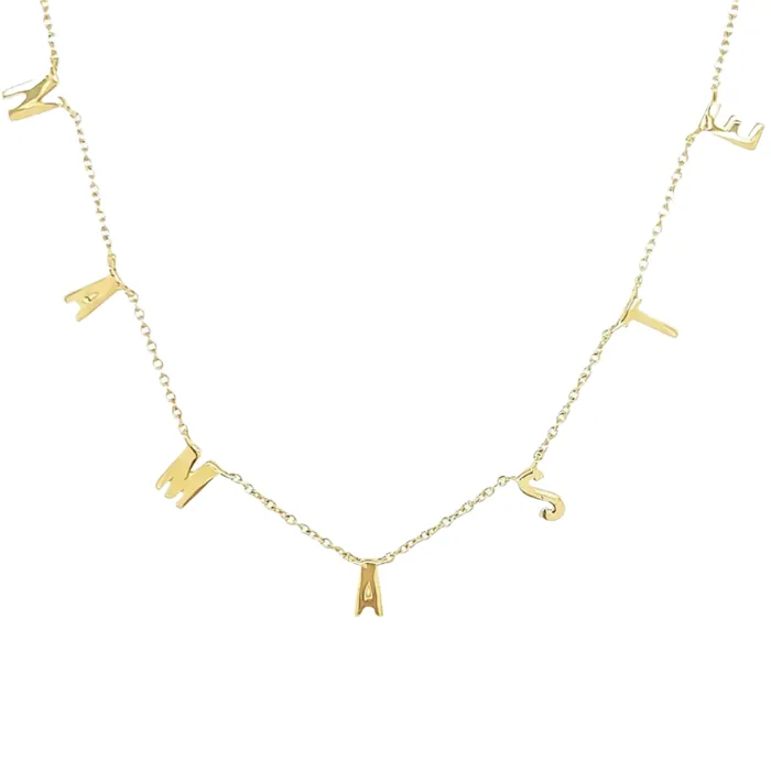Necklaces Izakov Diamonds Fine Jewelry 14K Gold Block Namaste Mantra Necklace Necklaces Izakov Diamonds Fine Jewelry 14K Gold Block Namaste Mantra Necklace