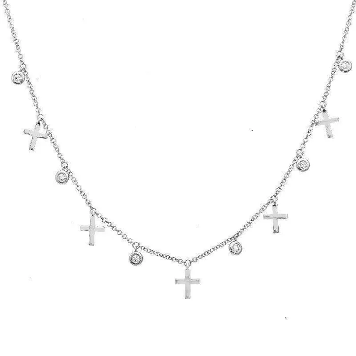 Necklaces Izakov Diamonds Fine Jewelry 14K Gold Dangling Diamond Cross Necklace