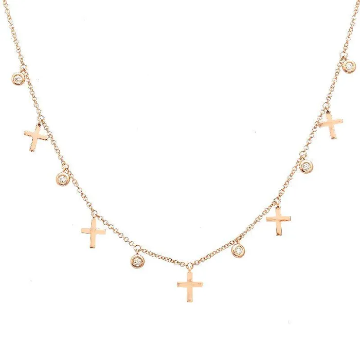Necklaces Izakov Diamonds Fine Jewelry 14K Gold Dangling Diamond Cross Necklace