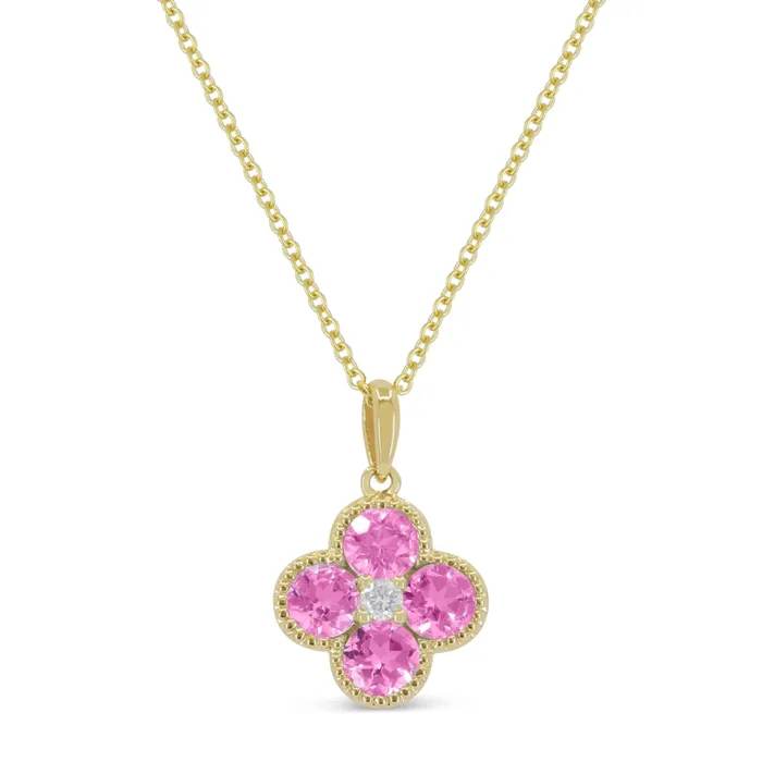 Necklaces Madison L 14K Yellow Gold 081ctw Clover Style Created Birthstones Necklace MADISON L Necklaces Madison L 14K Yellow Gold 081ctw Clover Style Created Birthstones Necklace MADISON L