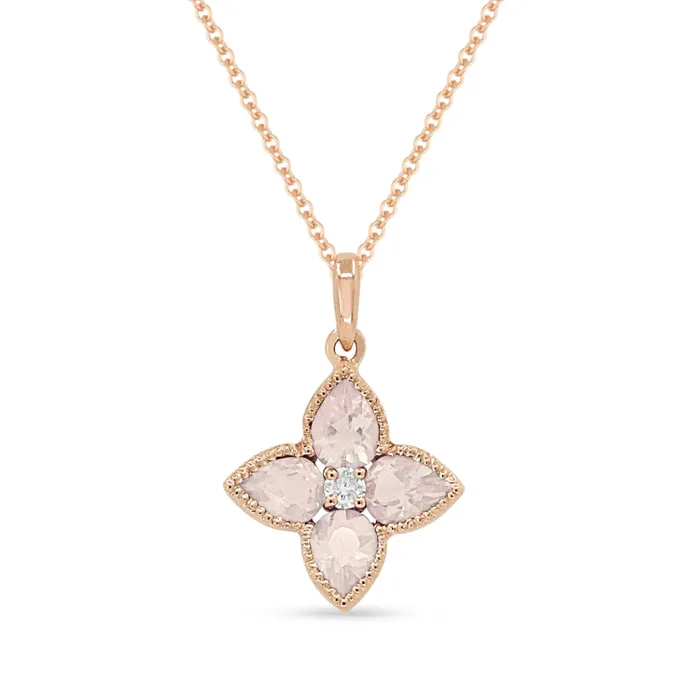 Necklaces MADISON L Madison L 14K Rose Gold 073ctw Floral Style Created Morganite Necklace Necklaces MADISON L Madison L 14K Rose Gold 073ctw Floral Style Created Morganite Necklace