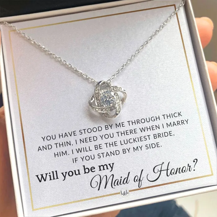 Necklaces Maid of Honor Proposal Wedding Party Necklace Gift From Bride I Need You There When I Marry Him Elegant White and Gold Wedding Theme ShineOn Fulfillment
