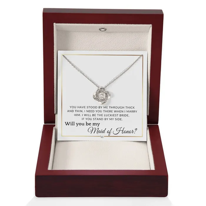 Necklaces Maid of Honor Proposal Wedding Party Necklace Gift From Bride I Need You There When I Marry Him Elegant White and Gold Wedding Theme ShineOn Fulfillment