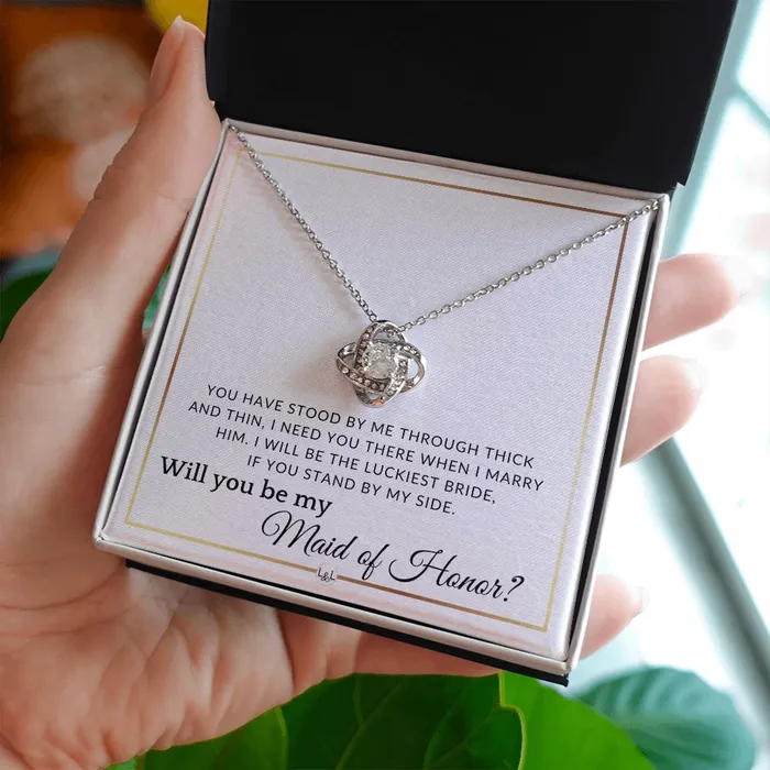 Necklaces Maid of Honor Proposal Wedding Party Necklace Gift From Bride I Need You There When I Marry Him Elegant White and Gold Wedding Theme ShineOn Fulfillment