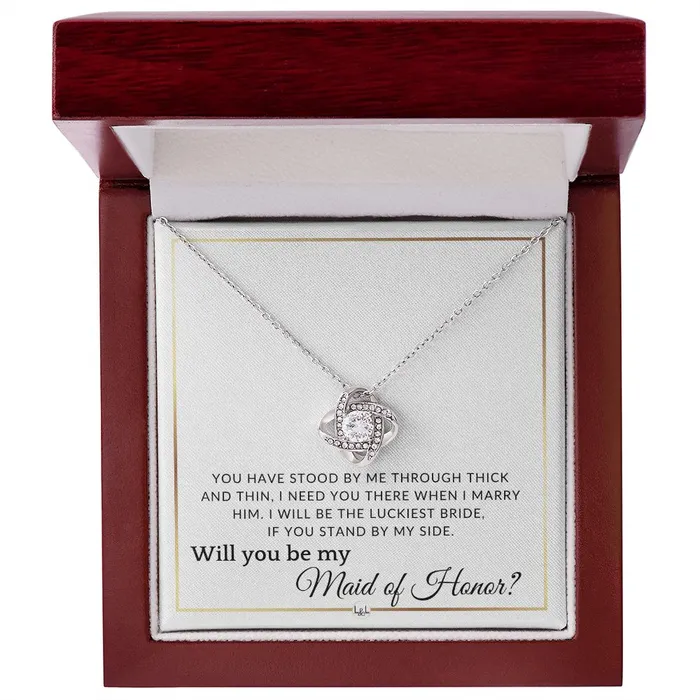 Necklaces Maid of Honor Proposal Wedding Party Necklace Gift From Bride I Need You There When I Marry Him Elegant White and Gold Wedding Theme ShineOn Fulfillment