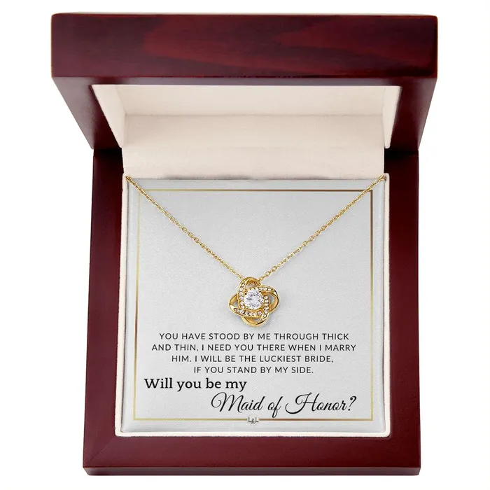 Necklaces Maid of Honor Proposal Wedding Party Necklace Gift From Bride I Need You There When I Marry Him Elegant White and Gold Wedding Theme ShineOn Fulfillment