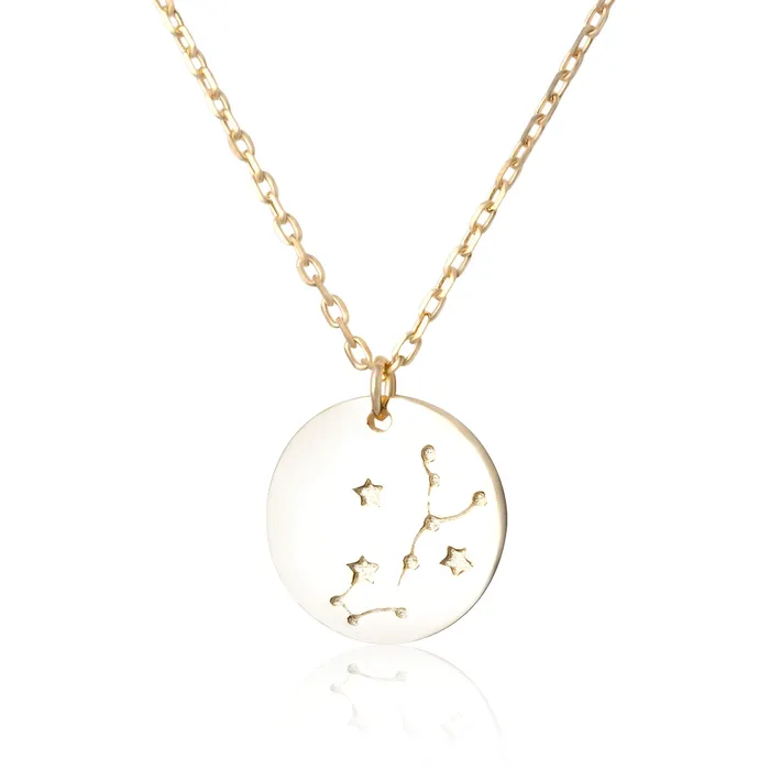 Necklaces N7016 Zodiac Constellation Disc Charm and Necklace Set Teeda