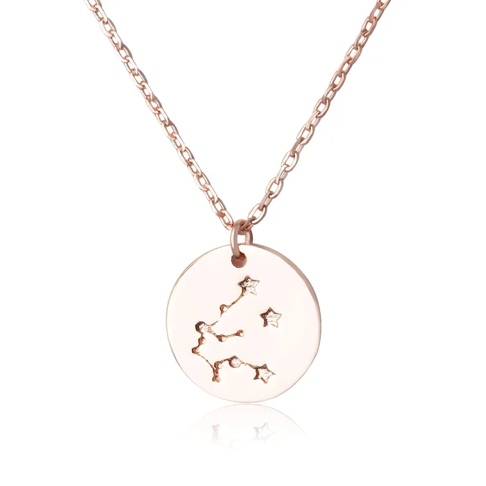 Necklaces N7016 Zodiac Constellation Disc Charm and Necklace Set Teeda