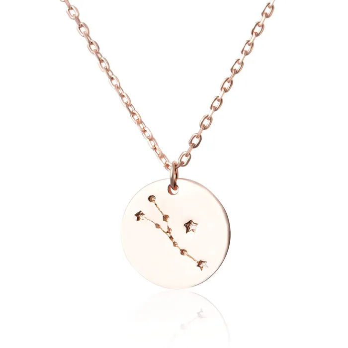 Necklaces N7016 Zodiac Constellation Disc Charm and Necklace Set Teeda