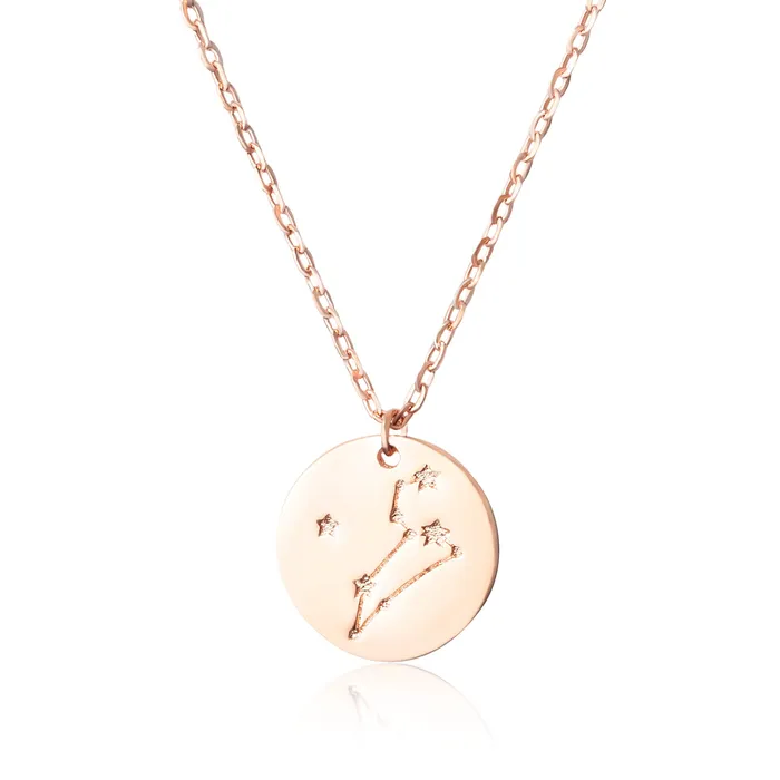 Necklaces N7016 Zodiac Constellation Disc Charm and Necklace Set Teeda