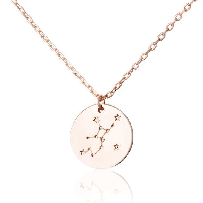 Necklaces N7016 Zodiac Constellation Disc Charm and Necklace Set Teeda