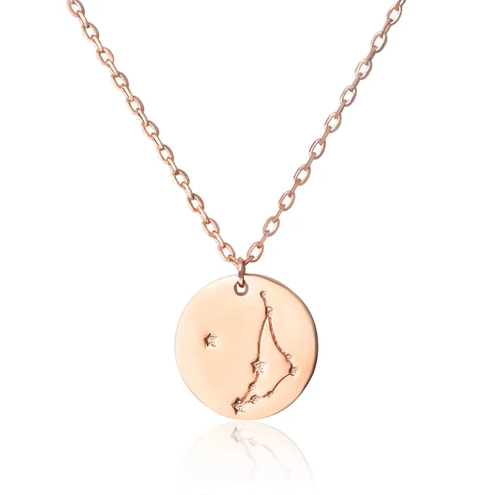 Necklaces N7016 Zodiac Constellation Disc Charm and Necklace Set Teeda