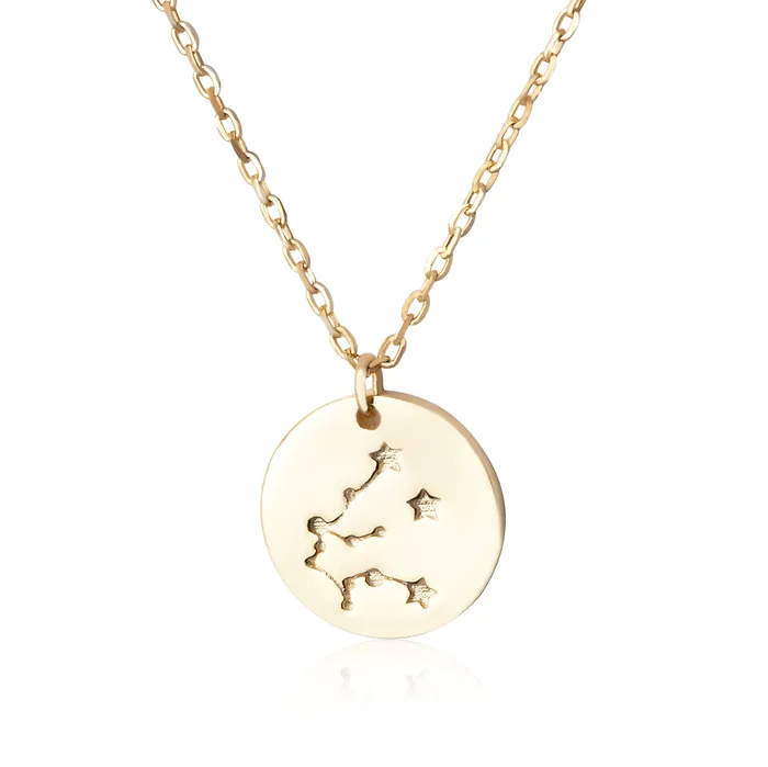 Necklaces N7016 Zodiac Constellation Disc Charm and Necklace Set Teeda