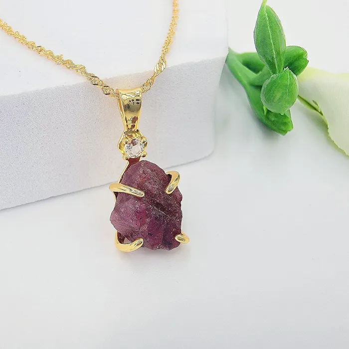 Necklaces Raw Pink Sapphire Necklace Uniquelan Jewelry Necklaces Raw Pink Sapphire Necklace Uniquelan Jewelry
