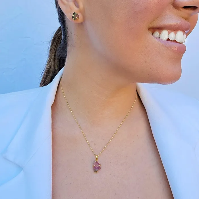 Necklaces Raw Watermelon Tourmaline Necklace Uniquelan Jewelry
