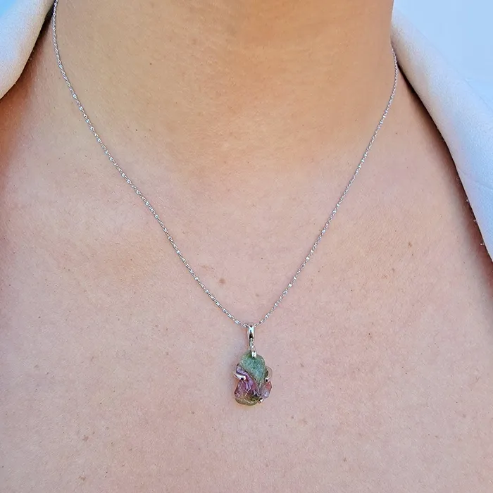 Necklaces Raw Watermelon Tourmaline Necklace Uniquelan Jewelry