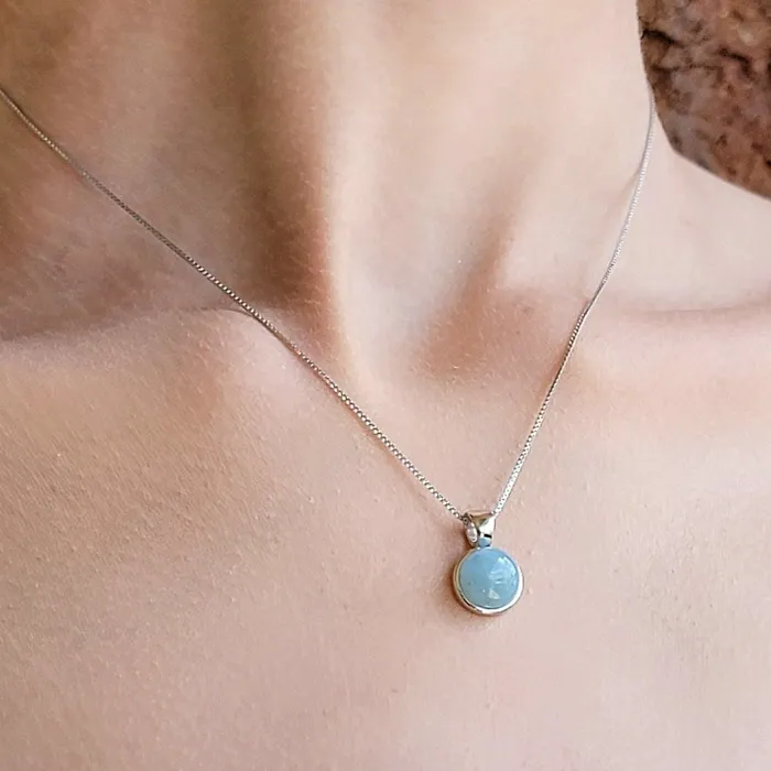 Necklaces Real Aquamarine Bezel Necklace Uniquelan Jewelry