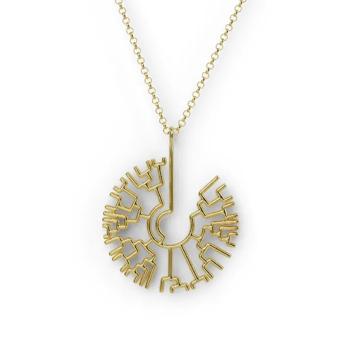Necklaces sciencejewelry1824 phylogenetic tree necklace gold vermeil