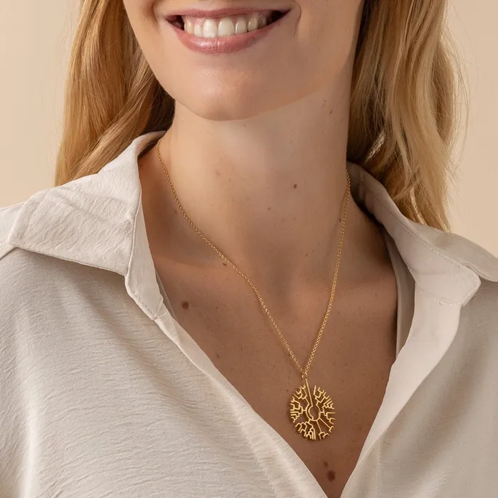 Necklaces sciencejewelry1824 phylogenetic tree necklace gold vermeil