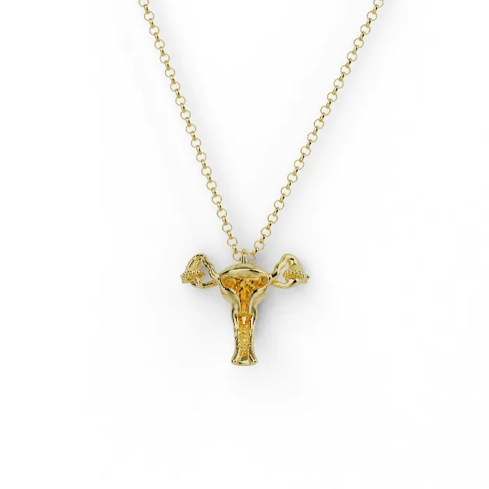 Necklaces sciencejewelry1824 uterus necklace V gold vermeil