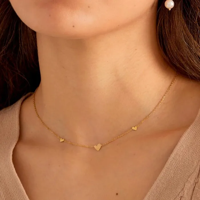 Necklaces Seola Jewelry Trio Heart Necklace