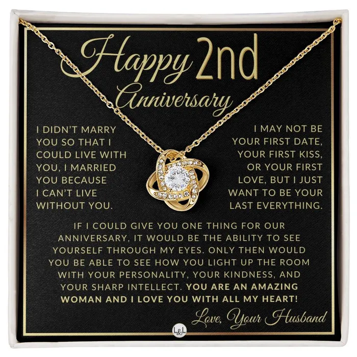 Necklaces ShineOn Fulfillment 2nd Anniversary Gift For Wife Beautiful Womens Pendant Necklace Heartfelt Anniversary Message Necklaces ShineOn Fulfillment 2nd Anniversary Gift For Wife Beautiful Womens Pendant Necklace Heartfelt Anniversary Message