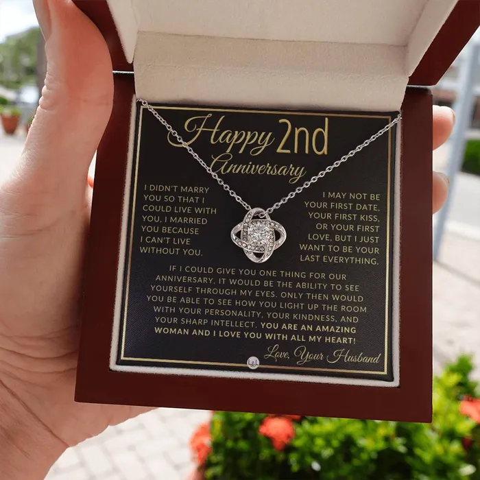 Necklaces ShineOn Fulfillment 2nd Anniversary Gift For Wife Beautiful Womens Pendant Necklace Heartfelt Anniversary Message