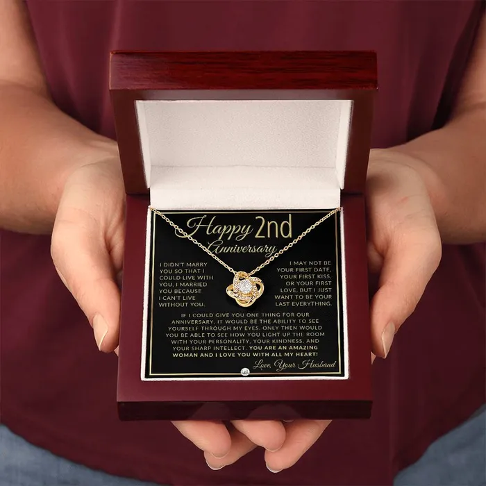 Necklaces ShineOn Fulfillment 2nd Anniversary Gift For Wife Beautiful Womens Pendant Necklace Heartfelt Anniversary Message