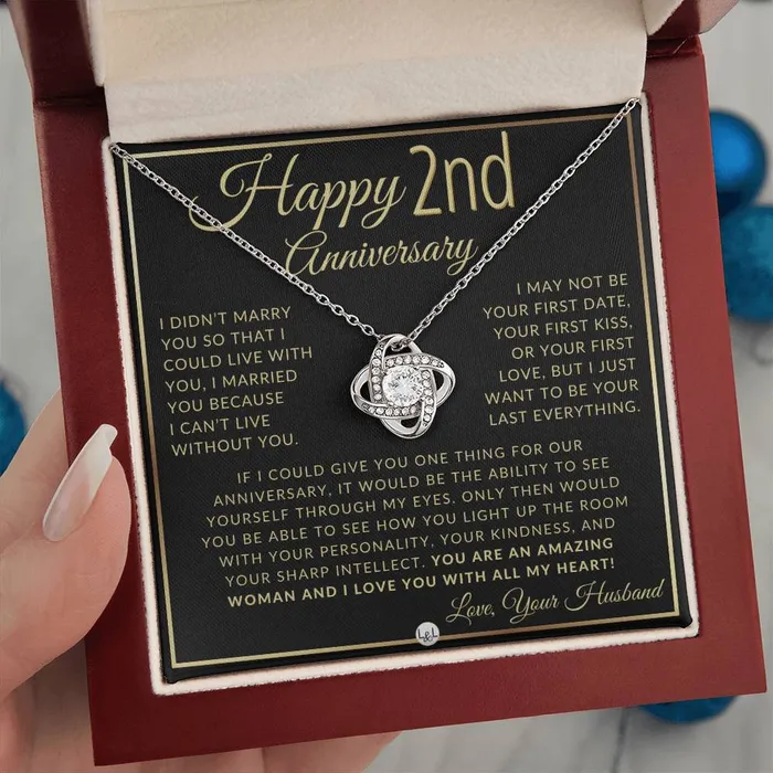 Necklaces ShineOn Fulfillment 2nd Anniversary Gift For Wife Beautiful Womens Pendant Necklace Heartfelt Anniversary Message