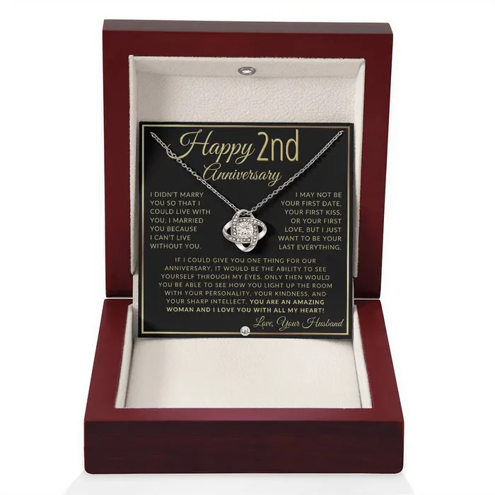 Necklaces ShineOn Fulfillment 2nd Anniversary Gift For Wife Beautiful Womens Pendant Necklace Heartfelt Anniversary Message