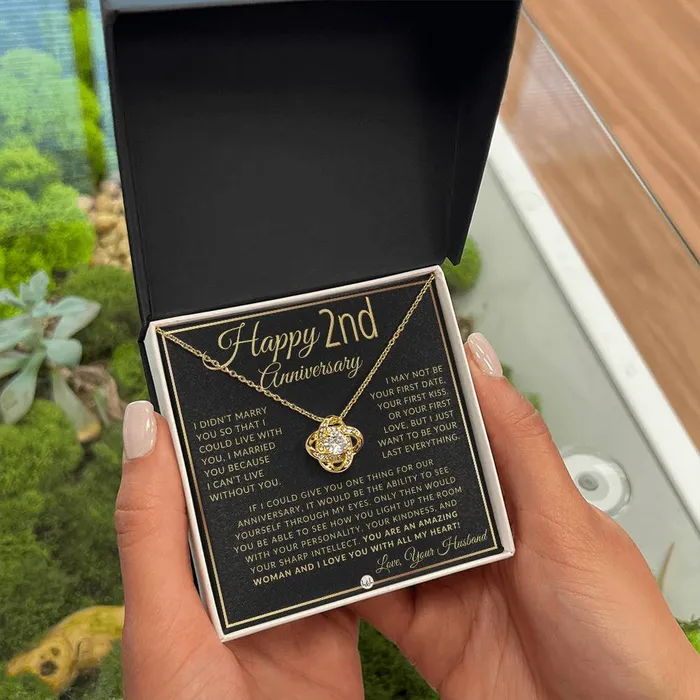 Necklaces ShineOn Fulfillment 2nd Anniversary Gift For Wife Beautiful Womens Pendant Necklace Heartfelt Anniversary Message
