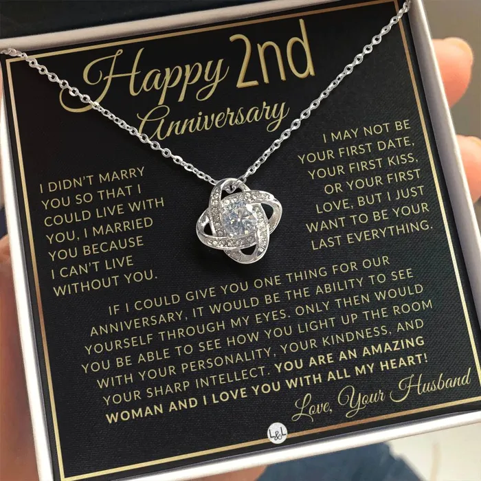 Necklaces ShineOn Fulfillment 2nd Anniversary Gift For Wife Beautiful Womens Pendant Necklace Heartfelt Anniversary Message